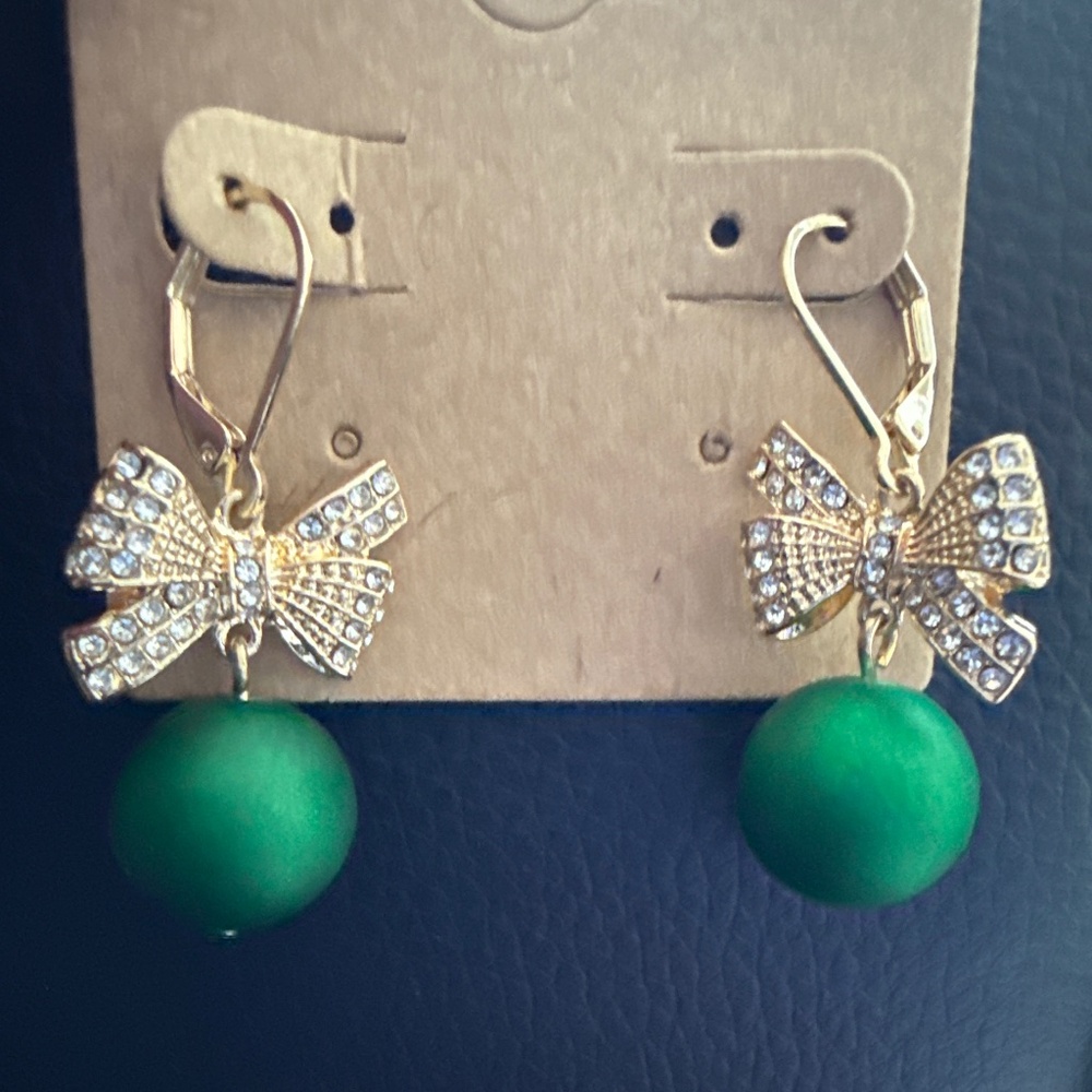 Bow Gold Tone Earrings New